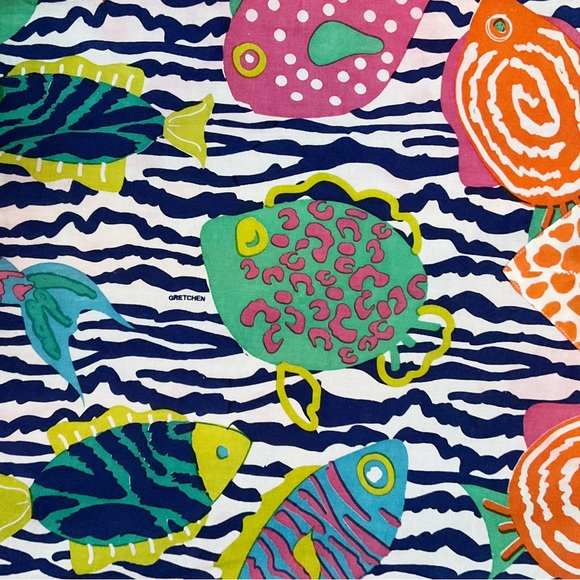 Gretchen Scott Spring Summer Colorful Fish Print Tunic Dress Size 10 / 12 - Picture 4 of 11